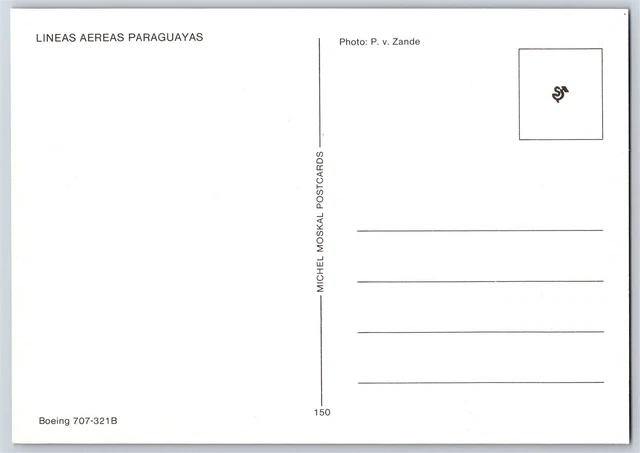 Airplane Postcard Lineas Aereas Paraguayas Airlines Boeing 707-321B BX22 2