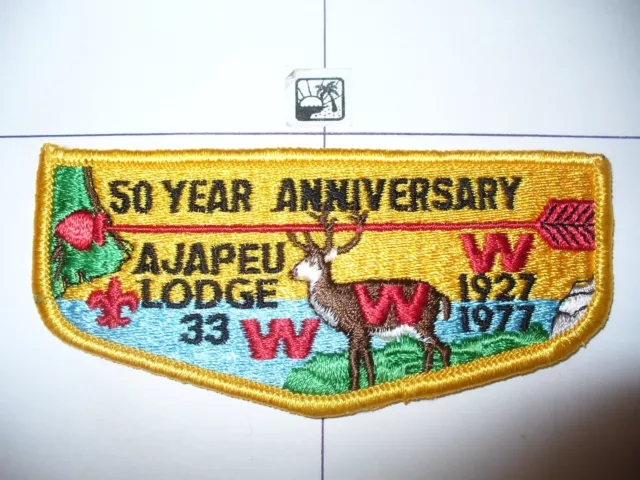 OA Ajapeu 33 S-4,50th Ann Lodge,1927 1977,LB, 2,9,287,Bucks County Council,PA,NJ