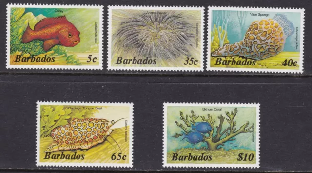 1985 BARBADOS - Meeresfauna, 2. Serie - Yvert Nr. 614/618 5 Val. Neuwertig/**