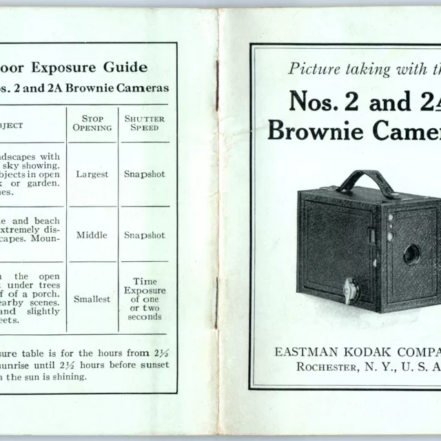 1928 Eastman Kodak Brownie No 2 2A Camera Instruction Manual Book Pocket Vtg C47
