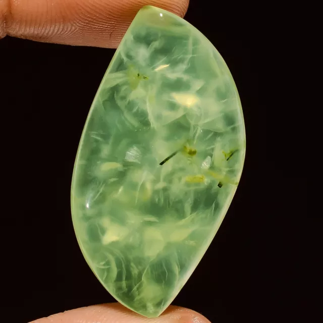 Natural Prehnite Fancy Shape Cabochon Loose Gemstone 47.5 Ct 40X21X6 mm GC-34837