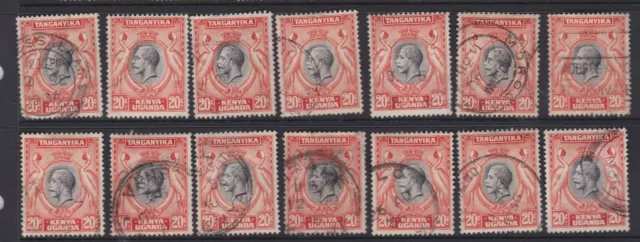 c.1935 KUT Kenya Uganda Tanganyika AFRICA 20c KGV Black & Orange Used Lot  (14)