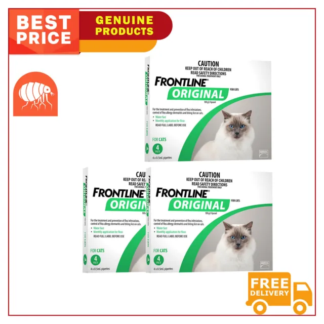 Frontline Original For Cats and Kittens 4, 8 Pipettes GREEN Pack Flea Treatment