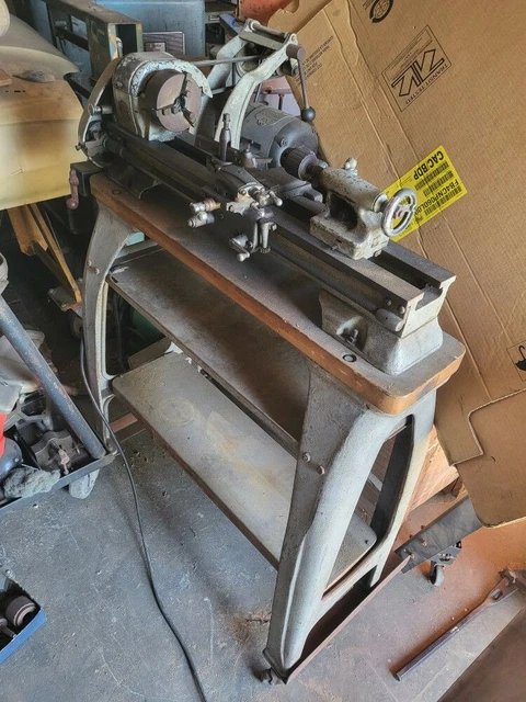 Atlas 6"x18" Metal Lathe With Original Cast Iron Legs Stand Base USA Atlas 6"x18" Metal Lathe With Original Cast Iron Legs Stand Base USA