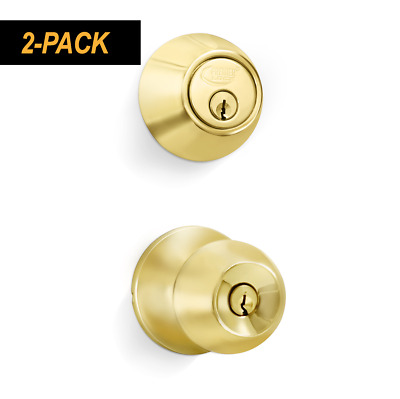 Entry Door Knob Combo Lock Set with Deadbolt and 12 Keys Keyed Alike 2 Pack