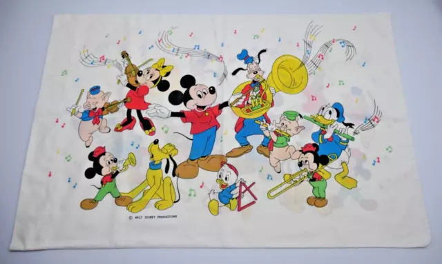 DISNEY PILLOWCASE VINTAGE Mickey Mouse Band Donald Goofy Pluto Huey Dewy 22.99 PicClick AU