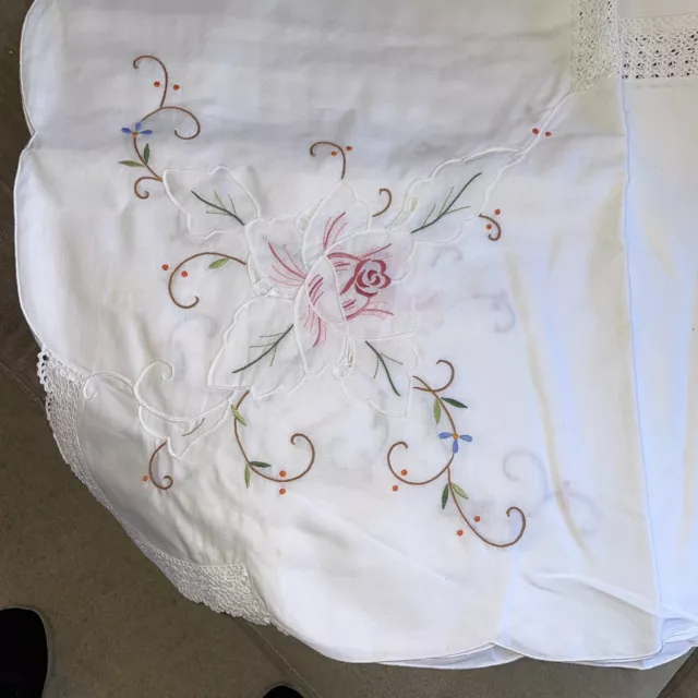 Beautiful Hand Embroidered 100% Cotton Tablecloth - Nip 3