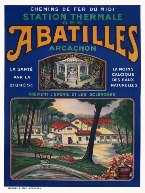 Affiche chemin de fer Midi - Les Abatilles Arcachon