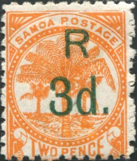 Samoa 1895 SG76 3d on 2d orange Palm Tree MH