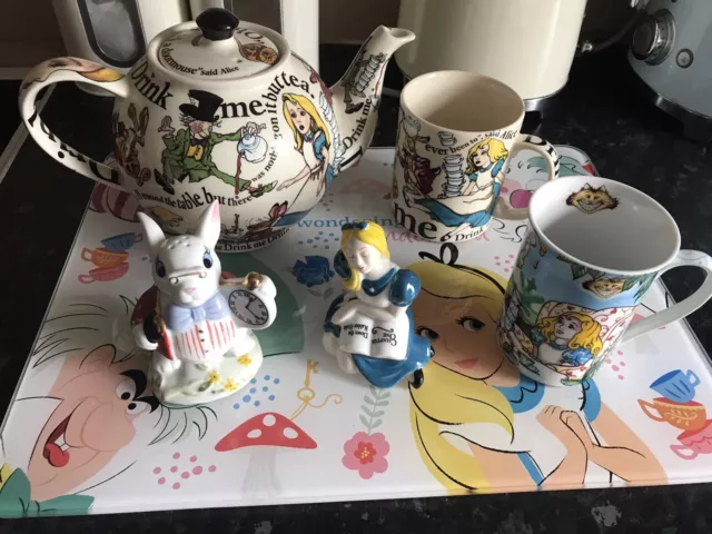 Paul Cardew Alice In Wonderland Bundle Teapot Mugs Salt Pepper Shakers Vgc