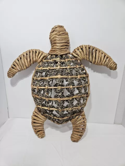 Wicker Woven Sea TURTLE Rattan Beach Decor Table/ Hanging Wall Art 18"