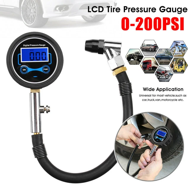 Professional Digital Tyre Inflator LCD Tire Pressure Gauge Tester 200PSI Car Van