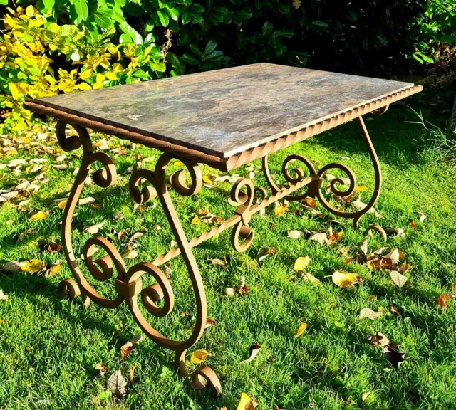 Mid Century Spanish Wrought Iron And Marble Coffee Table