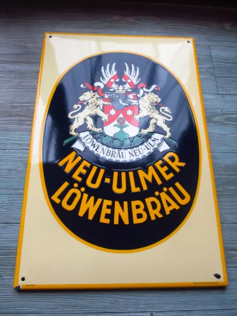 Original altes Emailschild - Neu Ulmer Löwenbräu - Brauerei - Bierschild