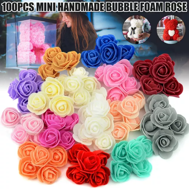 100x Artificial Fake Foam Rose Heads Flower Buds Bouquet DIY Home Wedding Decor