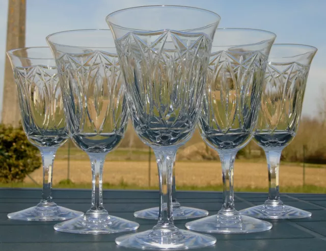 Cristallerie de Lorraine Lemberg- Service de 6 verres à vin rouge cristal taillé