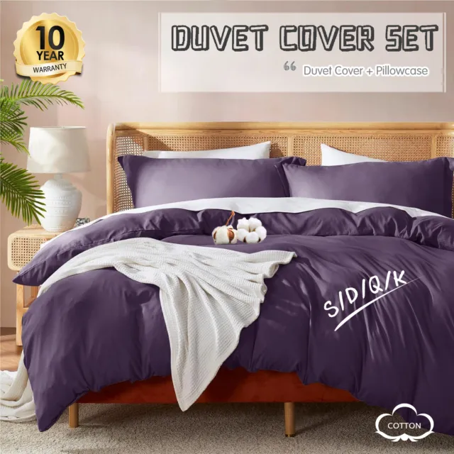 2000TC Quilt Doona Duvet Cover Set Purple Ultra Soft Single Double Queen King