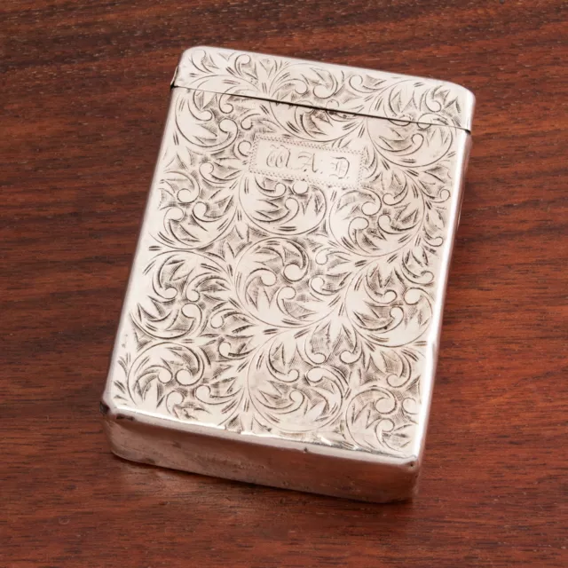 Japanese 950 Sterling Silver Cigarette, Card Case  Scrolls Monogram Wad