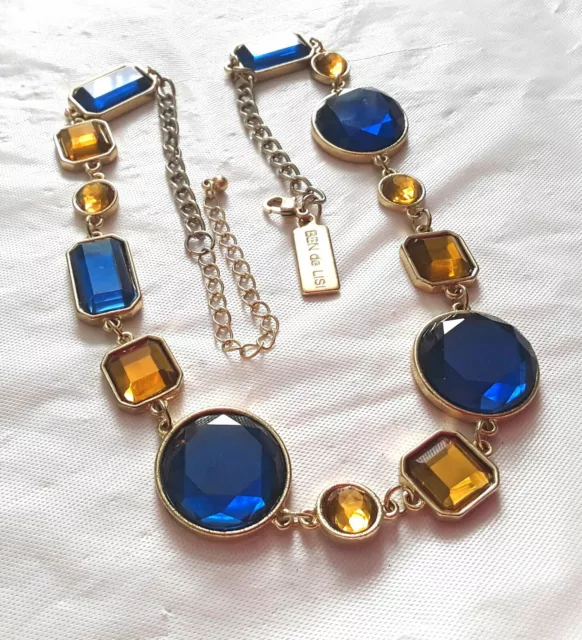 BEN DE LISI Blue Orange Gold Tone Necklace 46 52cm H731 6.00 PicClick UK