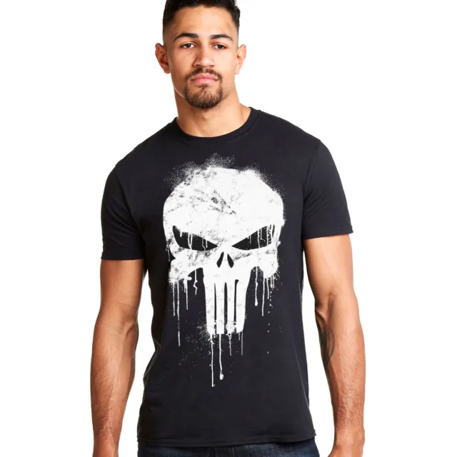 T-shirt da uomo Marvel The Punisher nera teschio S-XXL ufficiale
