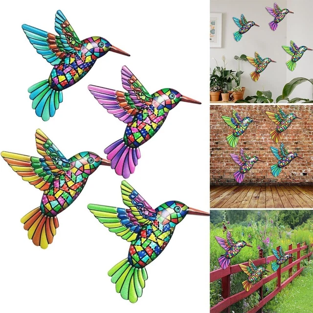 4X Metall Vogel Wandkunst Skulptur Außen Wandbehang Deko for Garten / Heim Dekor 3