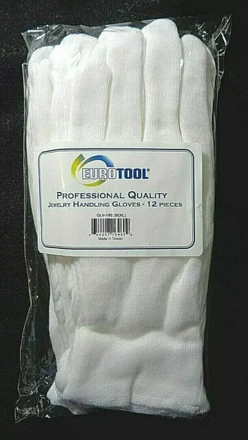 EuroTool XL Cotton Gloves For Coins, Jewelry and Collectibles 12 Per Bag.