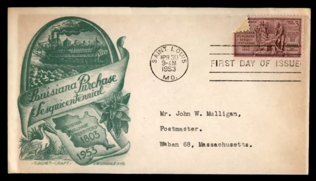 Mayfairstamps US FDC 1953 Louisiana Purchase Anniv Signing First Day Cover aaj_5