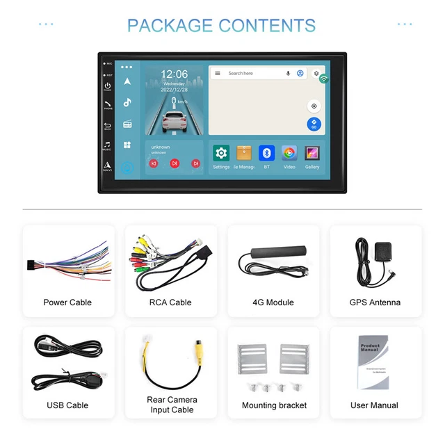 7" Android 13 Carplay 2+32GB Car Stereo Radio GPS Navi WiFi Touch Screen Unit