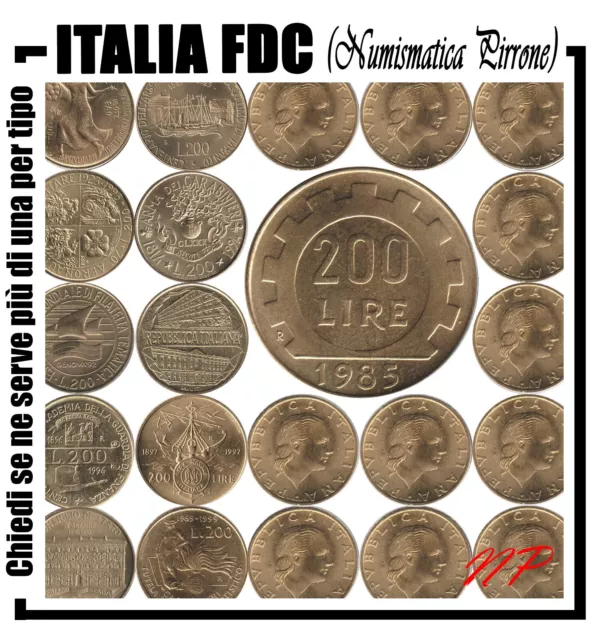 REPUBBLICA ITALIANA, 200 lire lavoro dal 1977 al 2001, varie date, FDC zecca