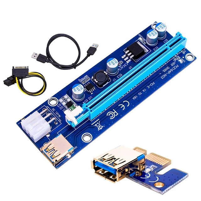 PCIE  1X 4x 8x 16x Extender Gold USB  009S GPU  6Pin Adapter Card