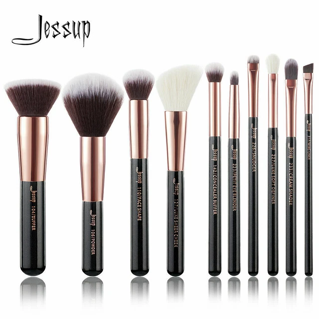 Jessup 10pz Pennelli per il trucco Fondotinta Polvere Bellezza Eyeliner Corretto