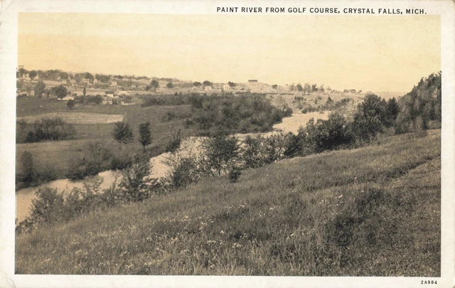 MICHIGAN GOLF 1930s Crystal Falls, MI Municipal Golf Course on the Paint River!