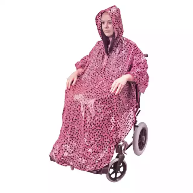 Aidapt Waterproof Wheelchair Rain Cover Pink Dots Universal Gown Hood