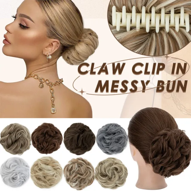 Natural Clip on in Messy Bun Hair Piece Extension Hair Large Claw Clip Chignon