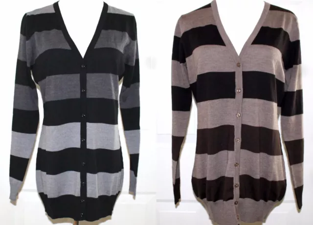 NWT Enzo Mantovani Extra Fine Merino Wool Cardigan Sweater VNeck Striped Variety