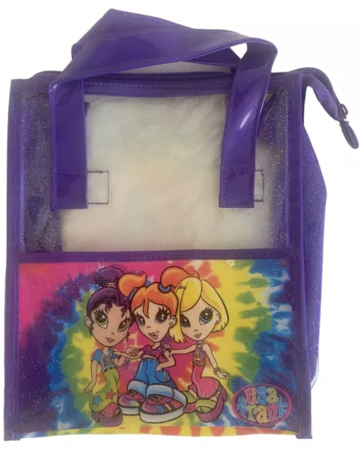 Vintage Lisa Frank Girls Tote Bag Zipper Lunch Box Purse Rainbow Tie Dye