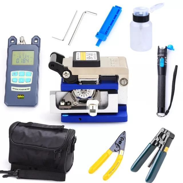 18PCS Optical Cable FTTH Tool Kit With FC-6S Cutter Cleaver Optical Power Meter