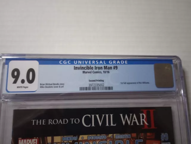 Invincible Iron Man 9 CGC 9.0 2nd Print Deodato (Marvel 2016) 3