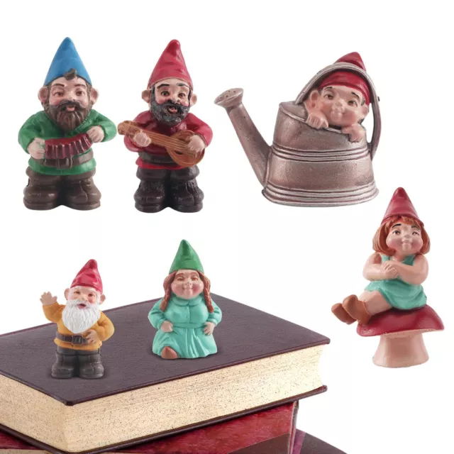 6pcs Mini Gnome Decor Fairy Garden Gnome Figurine Resin Landscape Dwarf Statue