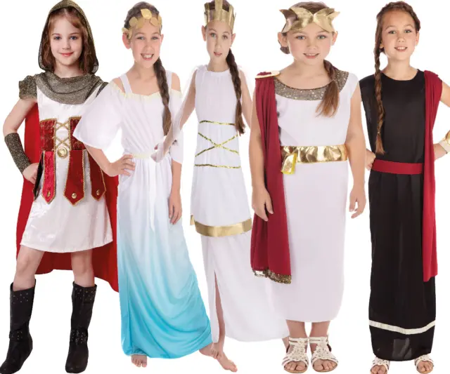 Costume Dea Greca Bambine Abito Toga Romana Libro Settimana Bambino Abito Fantasioso