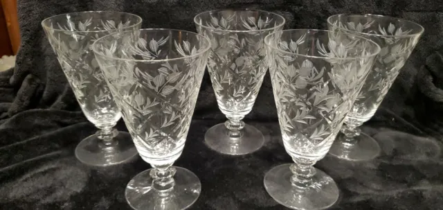 MINT STUNNING Set of 5 Cambridge Crystal Pattern 1958-2 Mid Century 6" iced Teas