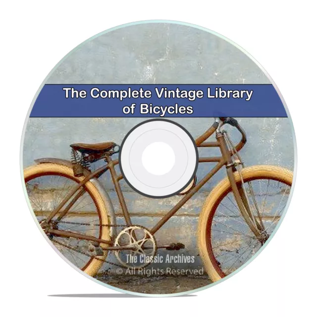 Library of Vintage Bicycles, 53 Books, Tricycle, How to Build, Repair CD H76