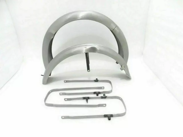 FRONT & REAR Mudguards With Stays Raw Steel Fits Triumph Twin Pre Unit ...