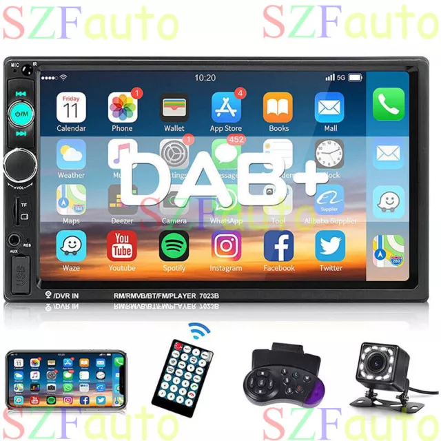 2 Din Car Stereo DAB FM Car Radio 7 Inch DAB+ MP5 Player USB SD Aux-in w/ Camera