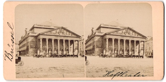 vue stéréoscopique-Photo Photographe inconnu,  vue de Bruxelles, Theatre Royale