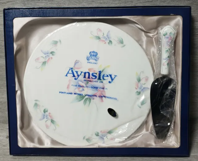 Vintage AYNSLEY Little Sweetheart, Bone China, Cake Serving Plate & Cake Spoon