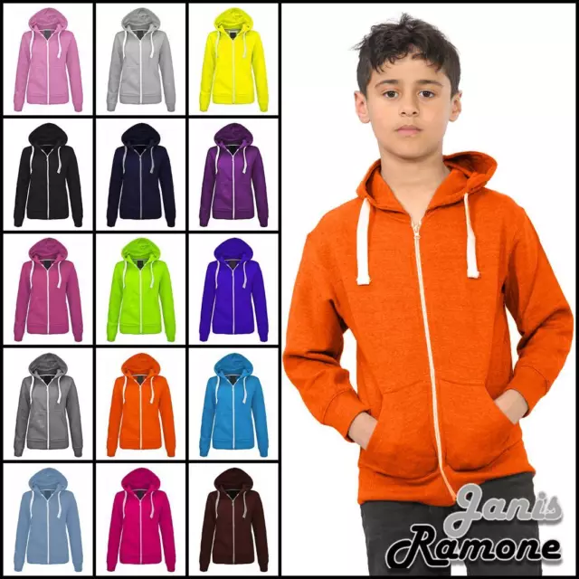 Kids Fleece Hoodie Girls Boys Zip Up Hooded Sweatshirt Unisex Long Sleeve Jumper