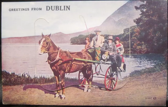 Irish Foldout Postcard GREETINGS From DUBLIN Ireland Novelty 12 Views Valentine