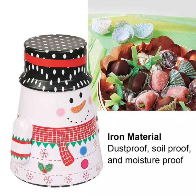 (Snowman)Christmas Candy Iron Box Christmas Metal Candy Box Soil Proof Strong