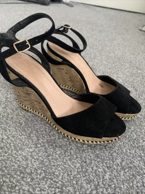 Ladies Black Wedges Size 3